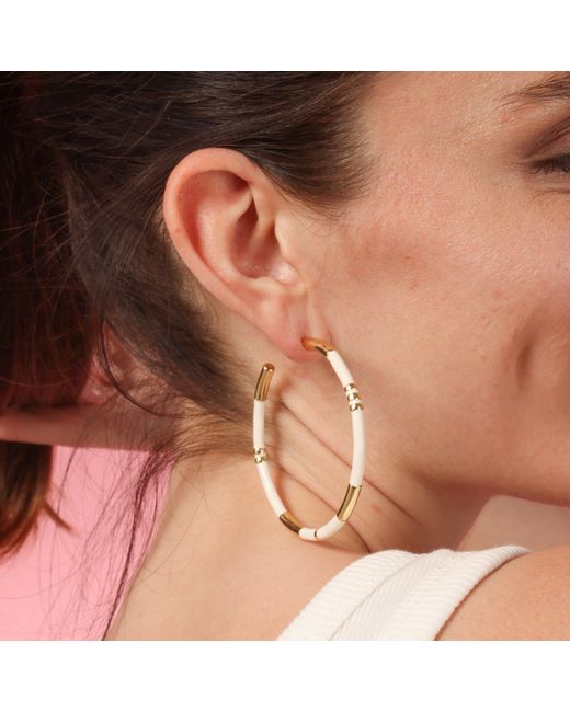 Michael Nash Jewelry Metallic Mallory And Stripe Hoop Eaarings