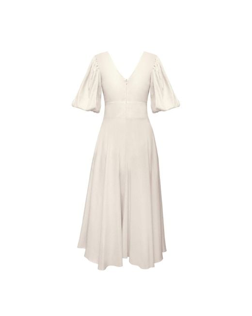 ALINA CERNĂTESCU Natural Neutrals Swan Sustainble Linen Bamboo Cockail And Elegant Day-To-Night Midi Dress