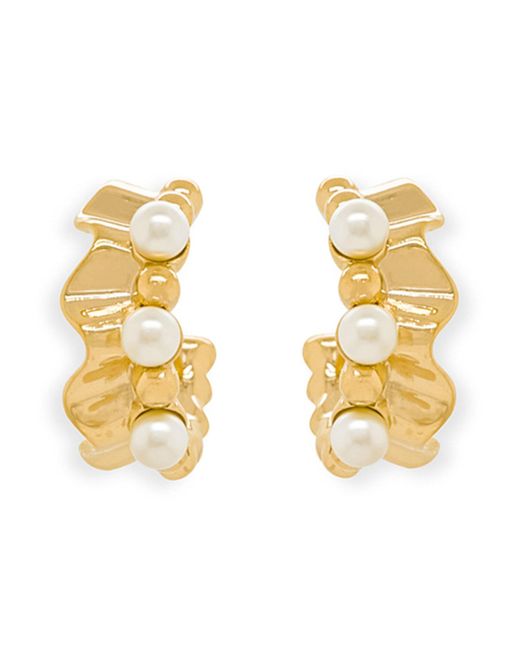 Grosse Metallic Pearl Clip On Earrings, Series Ruffle Pearl