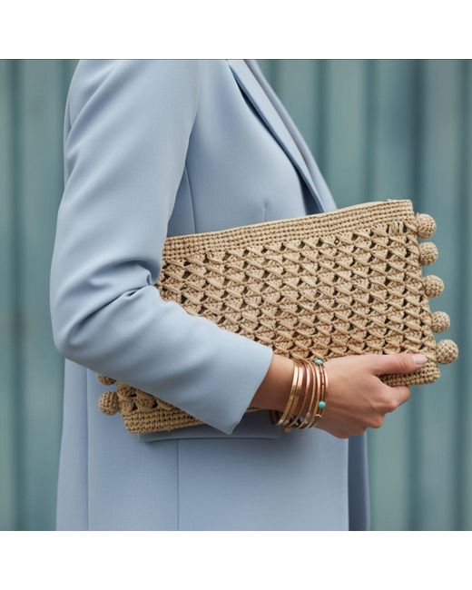 Zanatany Concepts Natural Neutrals Boule Raffia Pouch