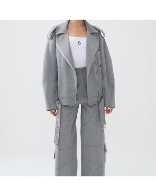 Nocturne Gray Oversized Double-Breasted Coat