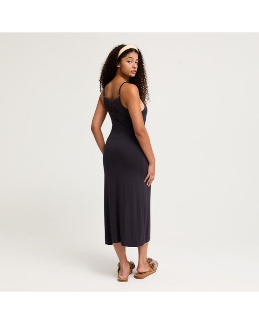 Pretty You London Black Bamboo Lace Midaxi Chemise Nightgown