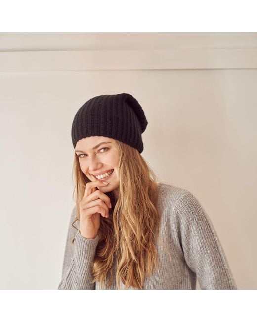 Bel Cashmere Blue Plain Knitted Cashmere Hat