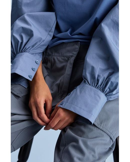 Dref Blue Sherry Balloon Sleeve Top