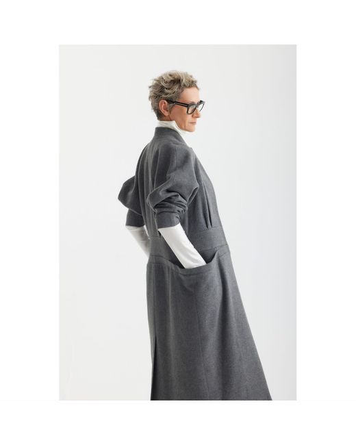 Julia Allert Gray Architectural Wool-Effect Coat With Large Pockets