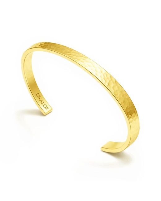 Unaloe Yellow Plated Rigid Bangle For With Small Hammered Band – Handmade Italian Jewelry for men