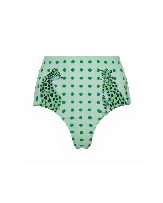 Jessie Zhao New York Green Polka Bloom Reversible Bikini Bottom