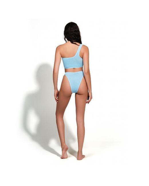 Maison Tangerine Blue Mykonos Crinkle Swimsuit Aqua Bikini