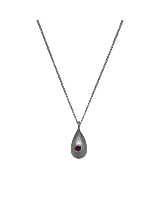 Punchi Metallic Ruby Droplet Necklace
