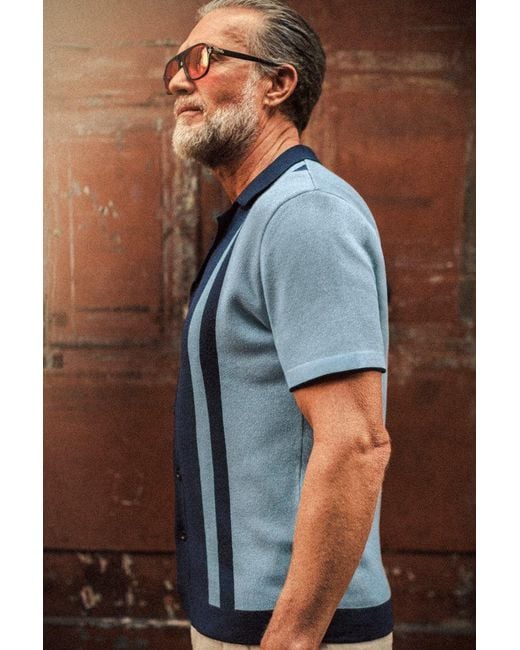 &SONS Trading Co Blue Milano Knitted Polo Shirt for men
