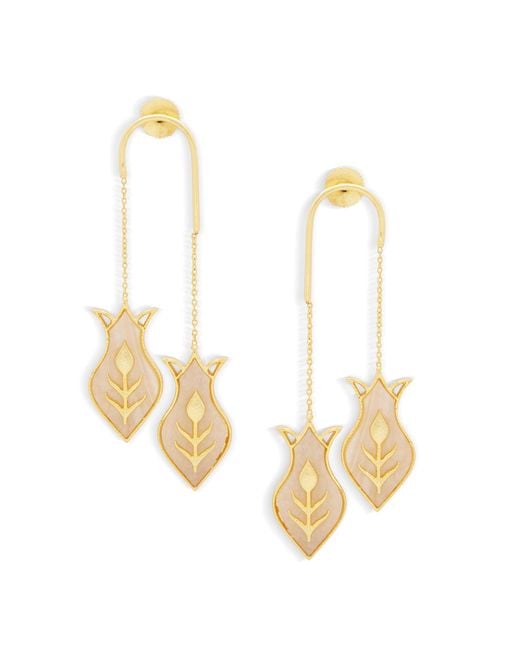 Dhwani Bansal Metallic Amphora Earrings With Mother Of Pearl