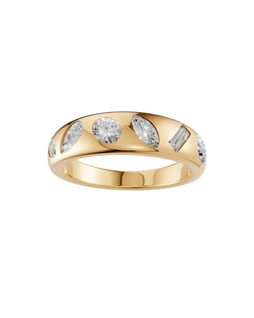 Aya Fine Jewelry Metallic Mixed Shape Lab Diamond Flush Set Geometric Statement Ring