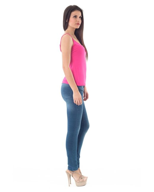 Conquista Pink Spaghetti Strap Keyhole Top