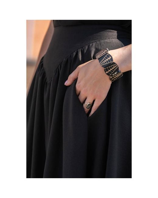 Oh!Zuza Black Echo Viscose Midi Skirt With Pockets –