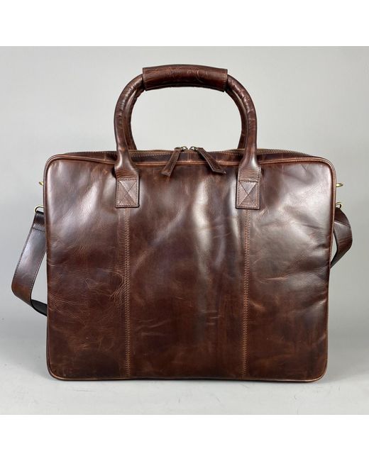 LeatherCo. Cognac Leather Laptop Carryall Bag in Brown for Men Lyst