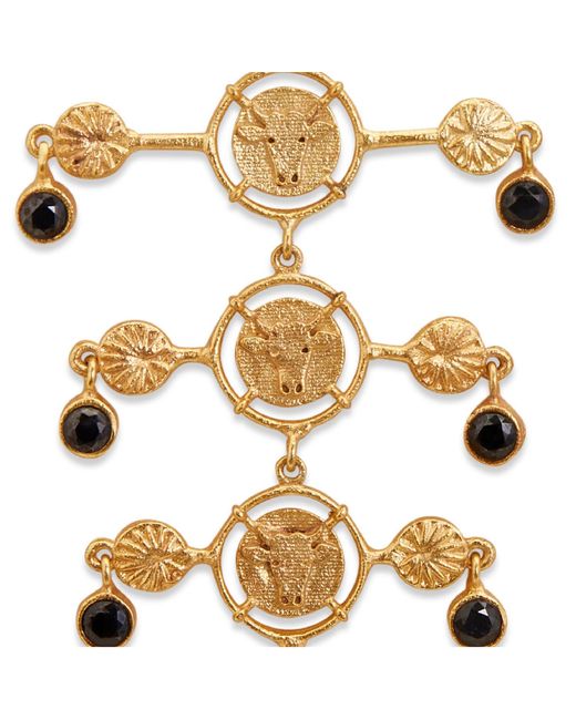 Dhwani Bansal Metallic Inka Chandelier Earrings With Onyx Glass Gems