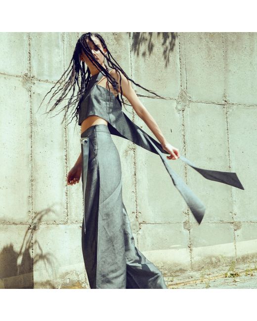Mirimalist Gray Wrap Around Linen Top