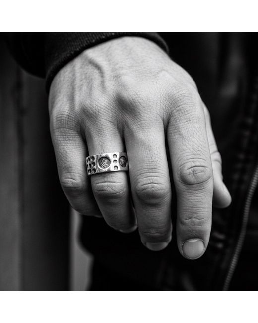 Tg-Jewellery by Tamara Gervasio Metallic Dots Circle Sterling Band Ring for men