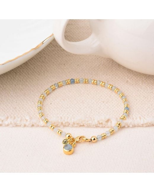 Nellou Jewellery Metallic Linear March Birthstone Bracelet Aquamarine Plated Sterling