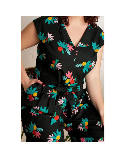 Emily and Fin Green Nora Black Summer Fruits Jumpsuit
