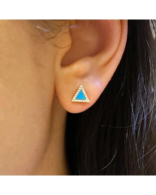 KAMARIA Blue Triangle Diamond Stud Earrings