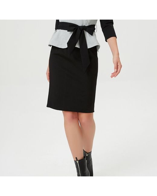 Smart and Joy Black Basic Straight Jersey Skirt