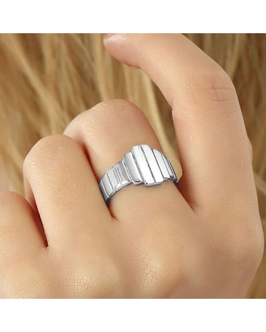 Spero London White Multi Layered Rectangular Sterling Ring