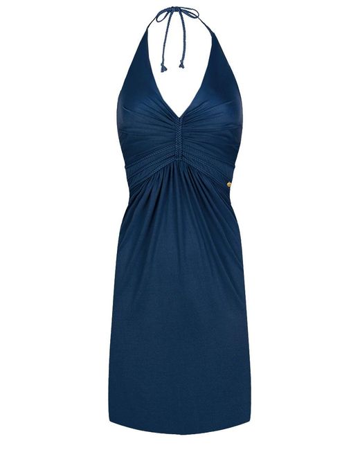 Chic by Lirette Blue Short Halter Dress Natural