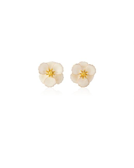 Milou Jewelry Metallic Cream Petite Flower Earrings