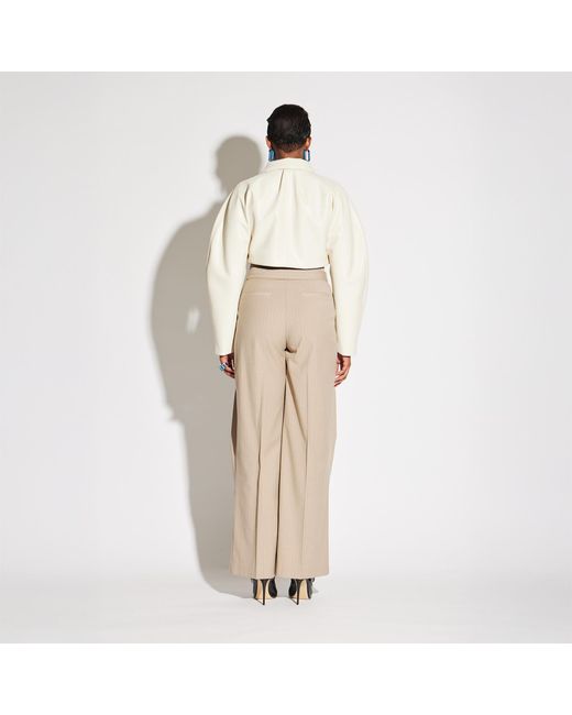 Circular Path White Neutrals Crop Vegan Leather Jacket