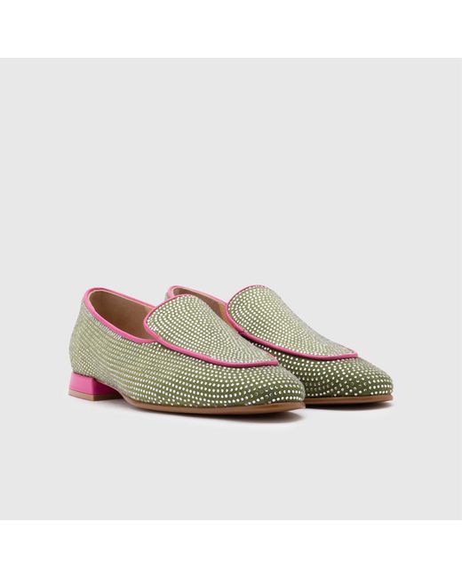 Ilvi Green Himari Suede Leather Loafer With Stones