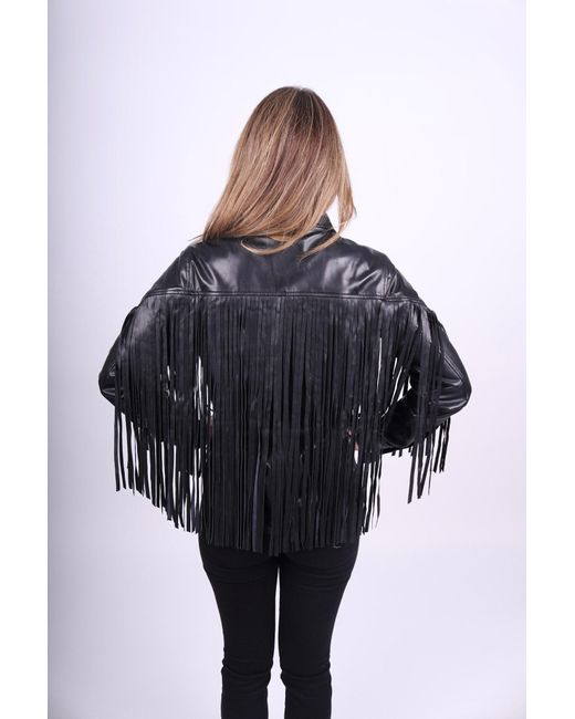 Any Old Iron Black Leather Fringe Button Up Shirt
