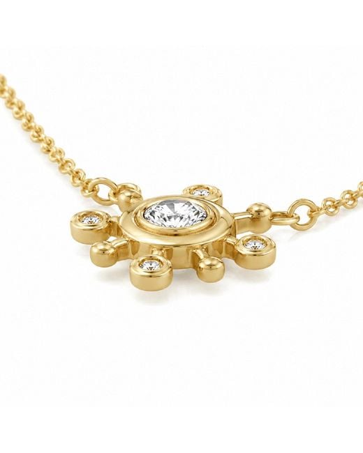 Artisan Metallic 14K Oval Diamond Starburst Pendant Necklace
