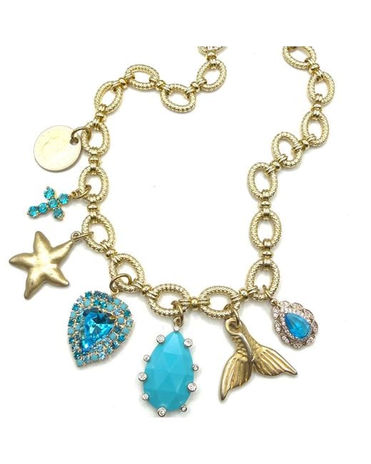 Achala Handcrafted Metallic Azure Tides Summer Charm Necklace