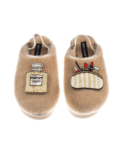 Laines London Brown Neutrals Flatform Cloud Closed Toe Slippers With Beauty Queen Brooches