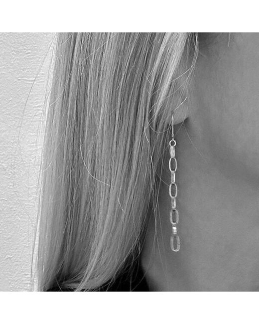 Edge Only White Oval Link Drop Earrings Sterling
