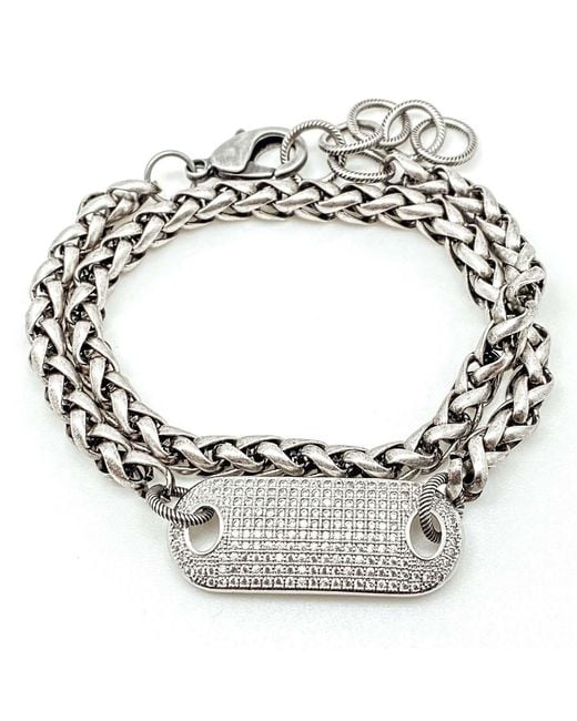 Loni Paul Jewelry Metallic Matte Double Wrap Bracelet With Pave Connector