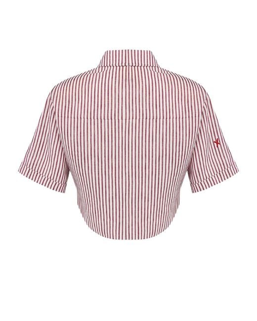 Pcfg Red Free Heaven Striped Crop Shirt