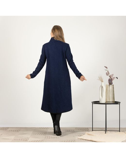 Nikka Place Blue Boiled Wool Winter Cardigan Coat With Buttons And Pockets