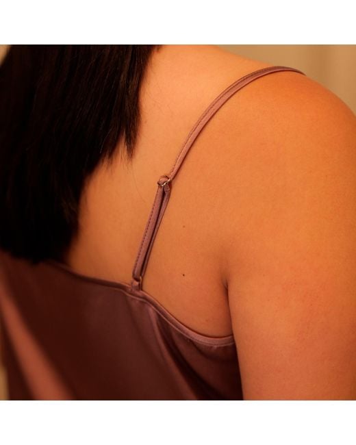 Soft Strokes Silk Purple Pure Mulberry Silk Cowl Neck Camisole, Spaghetti Strap