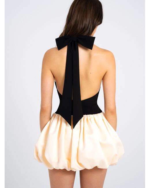 Miss Circle New York Black Yaira Backless Drop Waist Mini Bubble Dress
