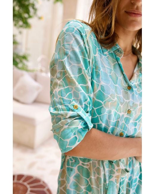 Sophia Alexia Blue Aqua Pebbles Zanzibar Shirt Dress