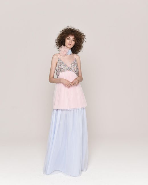 NEVA Blue Nerissa Sequin Tulle Occasion Maxi Dress