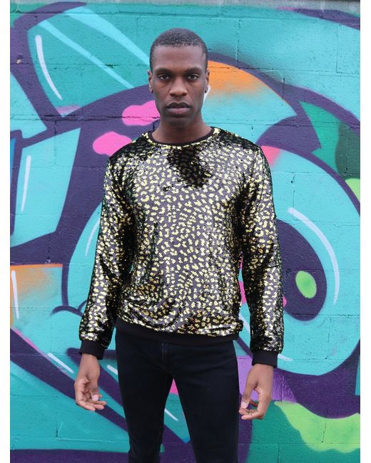 Any Old Iron Multicolor S Leopard Sequin Sweatshirt for men