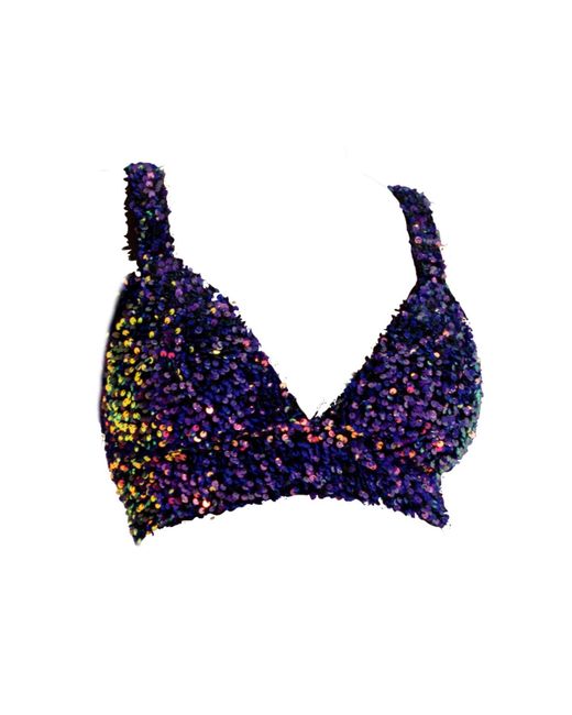 Ofuure Blue Liza Sequin Bra Top