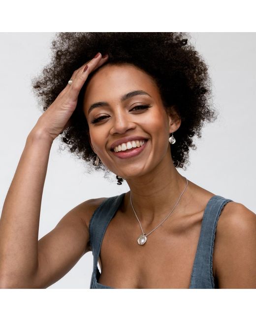 Dower & Hall Metallic Hammered Disc & Freshwater Pearl Nomad Earrings