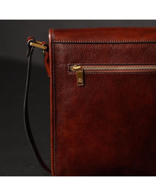 Time Resistance Brown Small Leather Messenger Bag for men