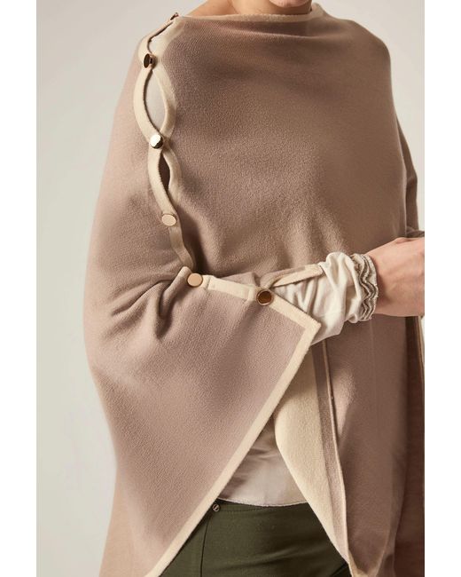 James Lakeland Natural Button Detail Poncho Top