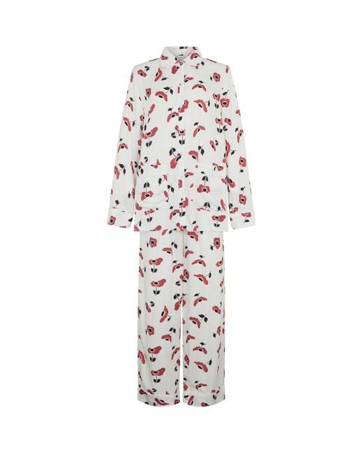 Lily and Lionel White Neutrals Evie Long Sleeve Poppy Print Pyjama Set