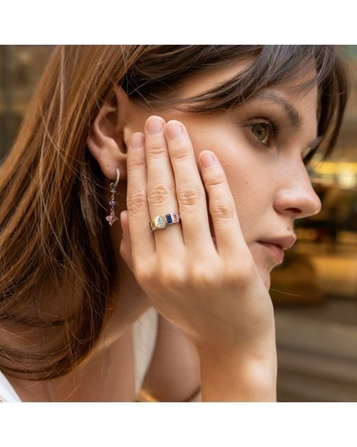 Spero London White Pastel Clovers Pave Drop Earrings